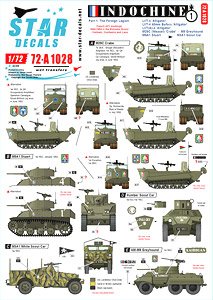 Indochine # 1. The Foreign Legion 1er REC.M29C Crabe,M3A1 White SC,Greyhound,M5A1 Stuart,LVT-4,LVT(A)-4 (Decal)