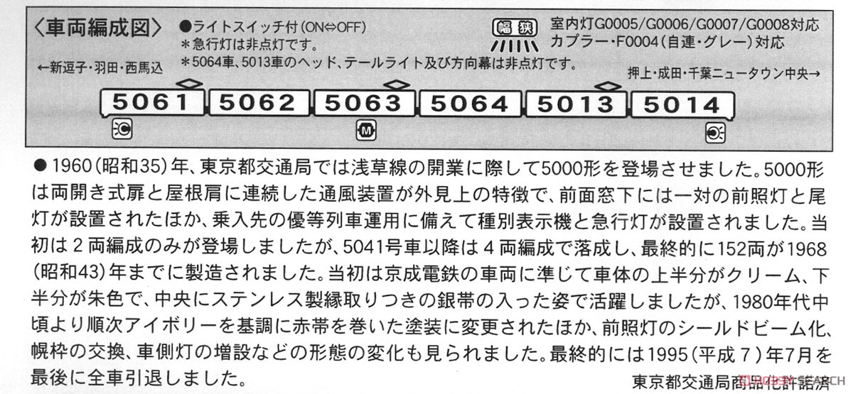 都営 5000形 新塗装 (6両セット) (鉄道模型) 解説1