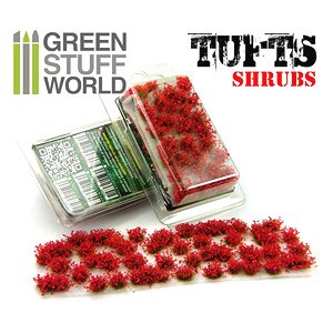 Shrubs TUFTS - 6mm Self-Adhesive - RED Flowers (Material)