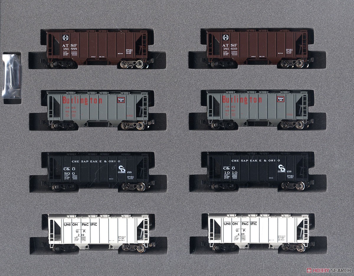 カバードホッパー (AT&SF、CB&Q、C&O、UP) 8両セット ★外国形モデル (鉄道模型) 商品画像1