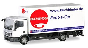 (HO) MAN TGL ボックストラック リフトゲート付き `Buchbinder レンタカー` (鉄道模型)