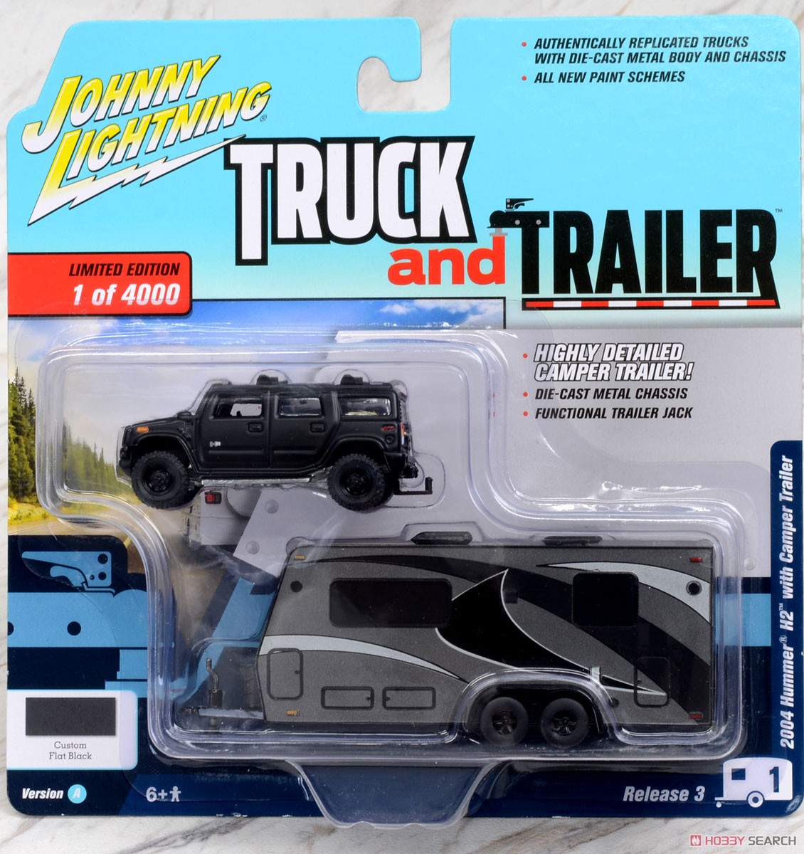 Truck and Trailer 2004 Hummer H2 Camper Trailer Custom Flat Black (ミニカー) パッケージ1