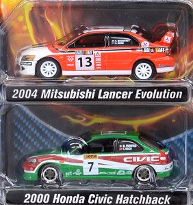 Johnny Lightning 2-Pack Special Import Heat Mitsubishi Lancer Evolution & Honda Civic (Diecast Car)