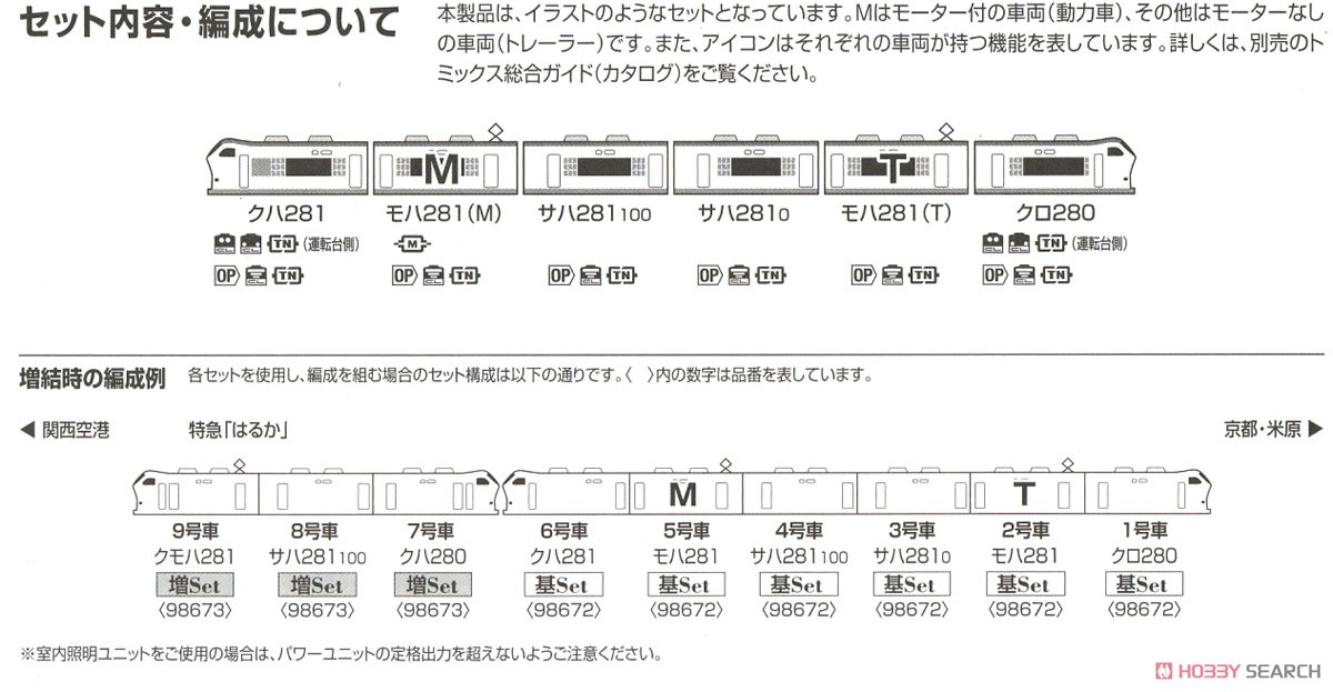 JR 281系特急電車 (はるか) 基本セット (基本・6両セット) (鉄道模型) 解説4