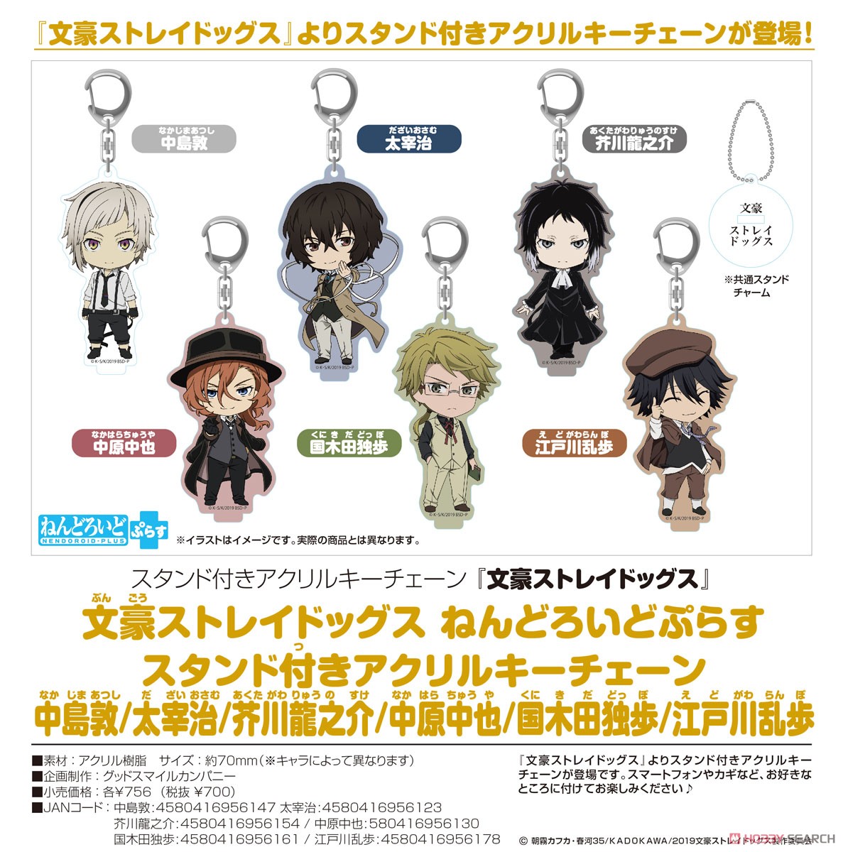 Bungo Stray Dogs Nendoroid Plus Acrylic Keychains with Stand Osamu Dazai (Anime Toy) Other picture1