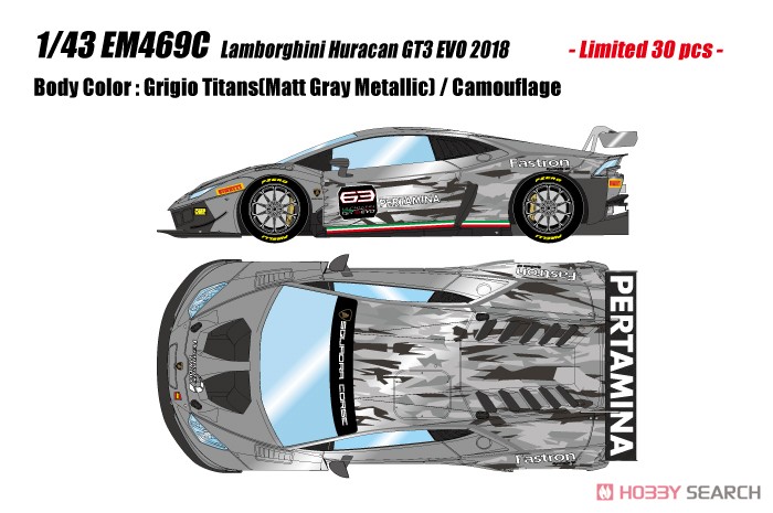 Lamborghini Huracan GT3 EVO 2018 グリジオタイタン (マットグレイメタリック) / カモフラージュ (ミニカー) その他の画像1