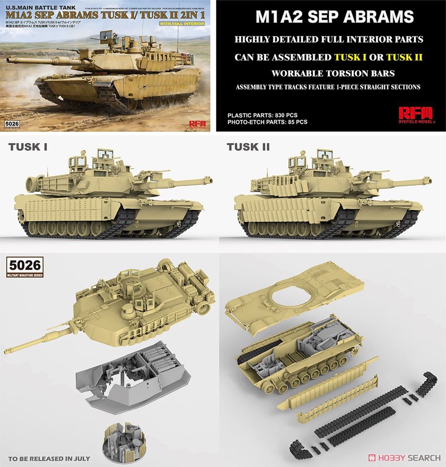 M1A2 SEP Abrams TUSK I/TUSK II w/Full Interior (Plastic model) その他の画像1