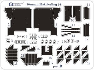 Photo-Etched Parts for German 20mm KwK38 (for Orange Hobby) (Plastic model)