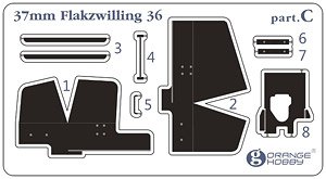 Photo-Etched Parts for German 37mm Anti-aircraft Gun Flak36 (for Orange Hobby) (Plastic model)