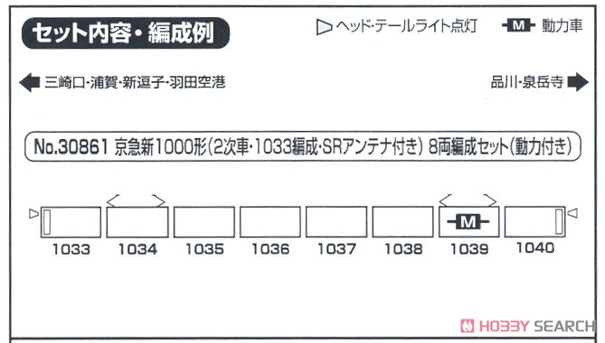 Keikyu Type New 1000 (2nd Edition, 1033 Formation with SR Antenna) Eight Car Formation Set (w/Motor) (8-Car Set) (Model Train) About item1