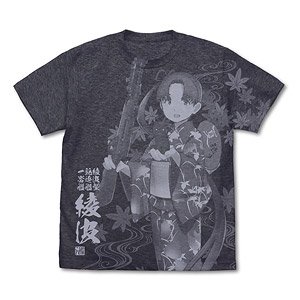 Kantai Collection Ayanami All Print T-Shirt Natsumatsuri Yukata Mode Dark Heather Navy M (Anime Toy)