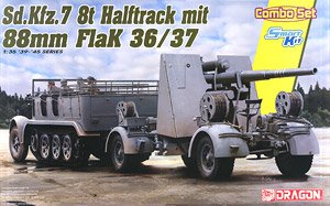 German Sd.Kfz.7 8ton Half-Track and 88mm FlaK36/37 Set (Plastic model)