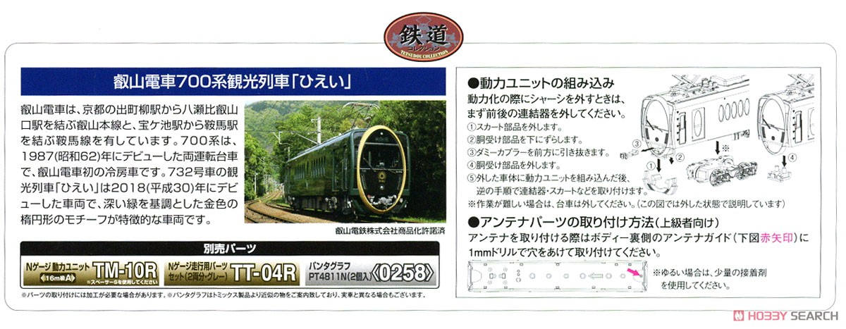 鉄道コレクション 叡山電車 700系 観光列車 「ひえい」 (鉄道模型) 解説1