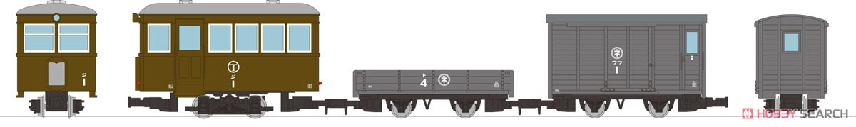 鉄道コレクション ナローゲージ80 富井電鉄 猫屋線 ジ1・ト4・ワフ1 茶色塗装 (3両セット) (鉄道模型) その他の画像1