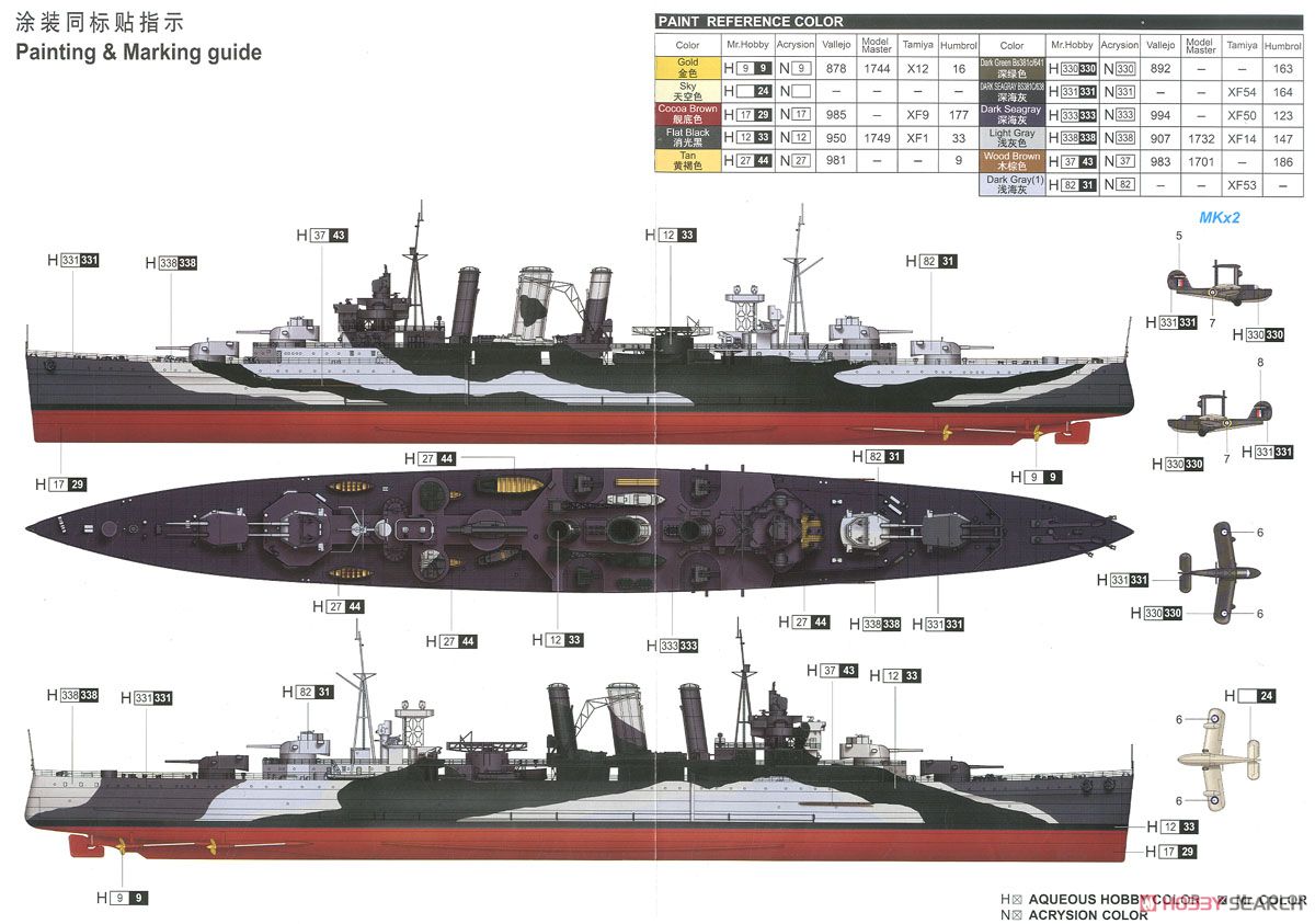 イギリス海軍 重巡洋艦 HMS ケント (プラモデル) 塗装2