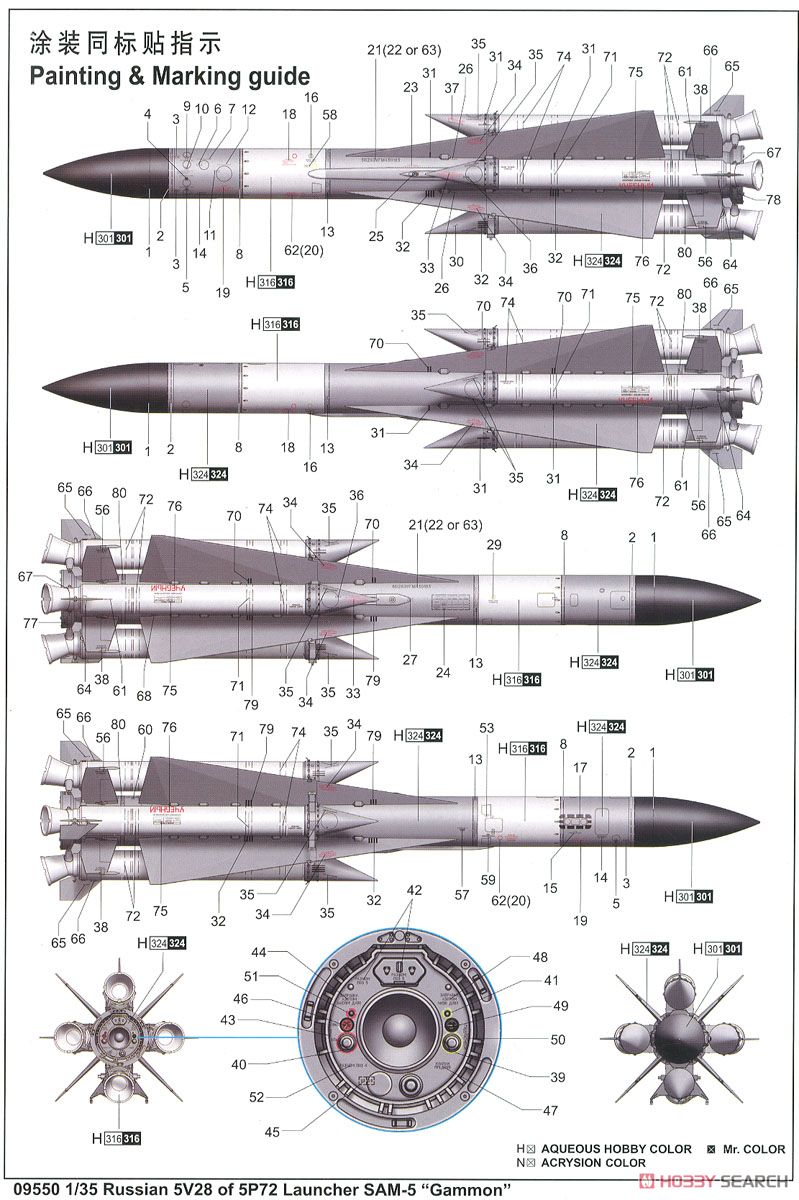 SAM-5 地対空誘導ミサイル/地上ランチャ－ (プラモデル) 塗装2