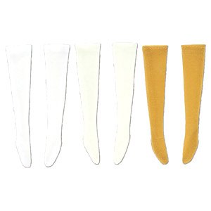 PNS See-through Over Knee Socks A Set (White, Ivory, Mustard) (Fashion Doll)