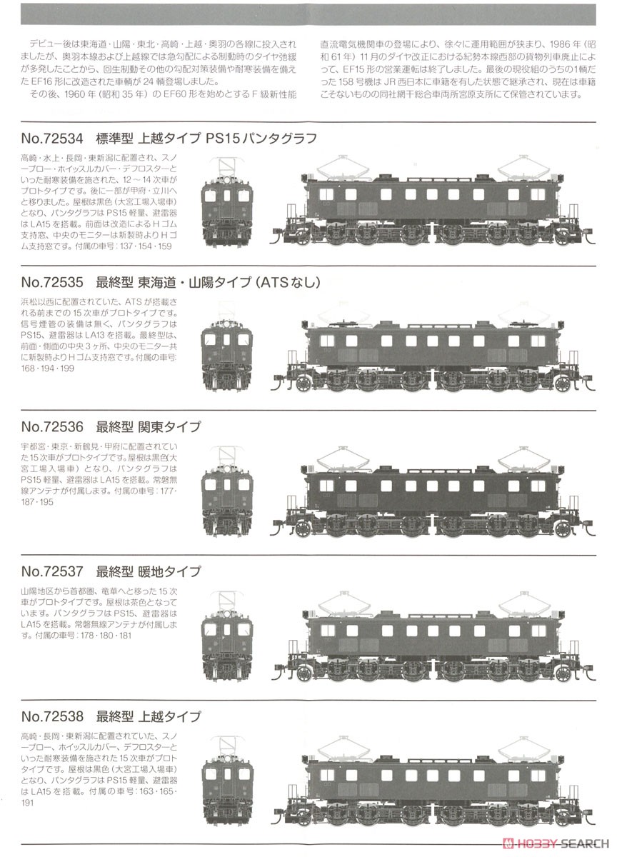 16番(HO) EF15形 電気機関車 最終型 東海道・山陽タイプ (ATSなし) カンタム・システムTM非搭載 (ダイキャスト製) (塗装済み完成品) (鉄道模型) 解説2