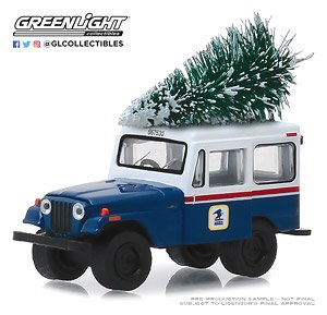 1972 Jeep DJ-5 United States Postal Service Blue/White Roof with Christmas Tree Accessory (ミニカー)