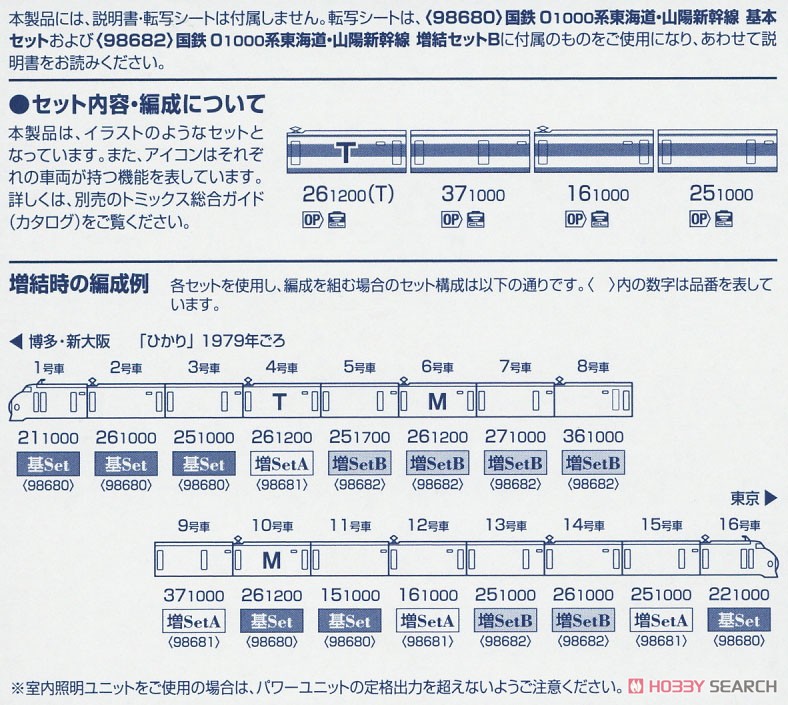 国鉄 0-1000系 東海道・山陽新幹線 増結セットA (増結・4両セット) (鉄道模型) 解説3