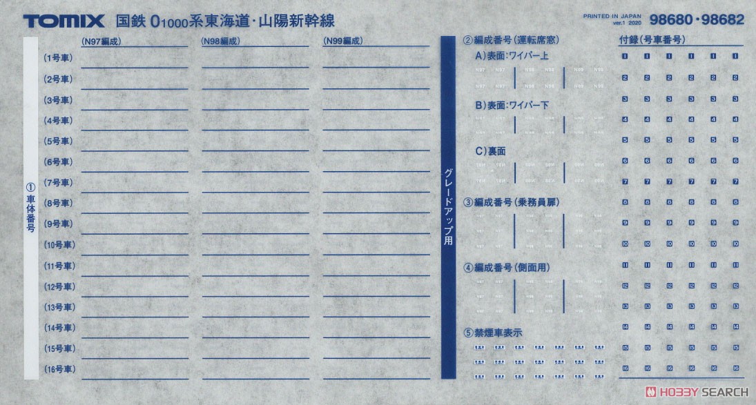 J.N.R. Series 0-1000 Tokaido / Sanyo Shinkansen Additional Set B (Add-On 6-Car Set) (Model Train) Contents1