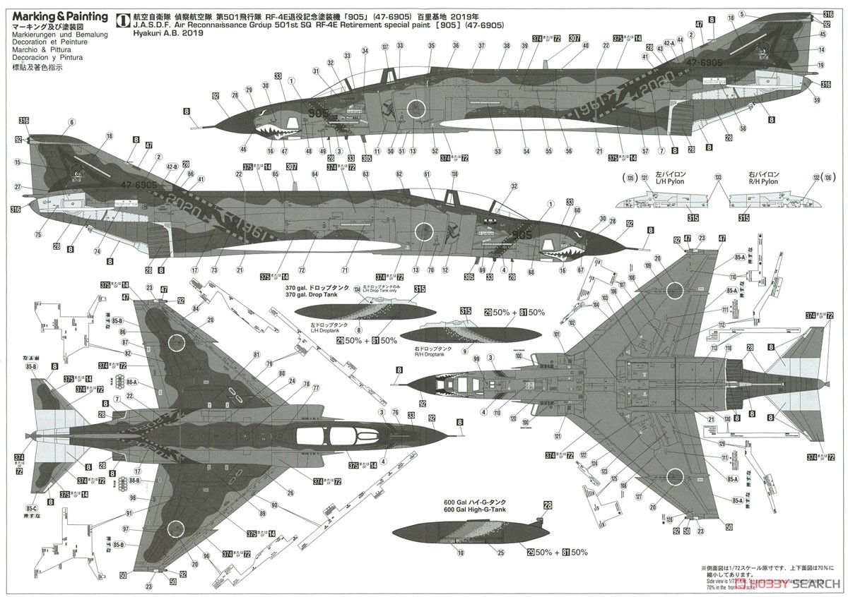 RF-4E ファントムII `501SQ ファイナルイヤー 2020 (洋上迷彩)` (プラモデル) 塗装2