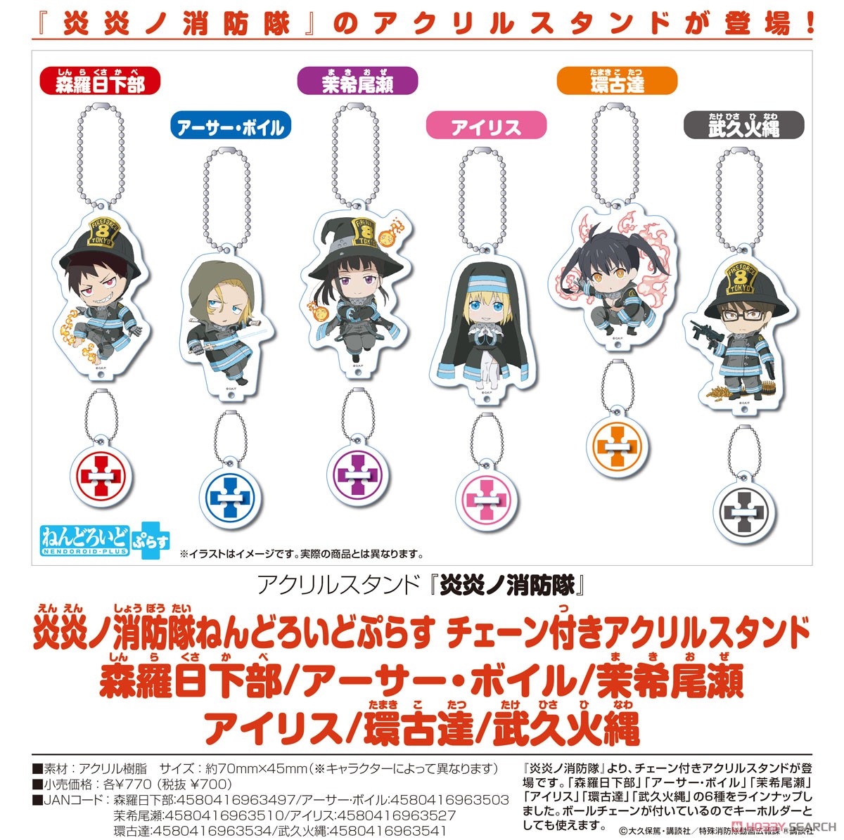 Fire Force Nendoroid Plus Acrylic Stand w/Ball Chain Shinra Kusakabe (Anime Toy) Other picture1