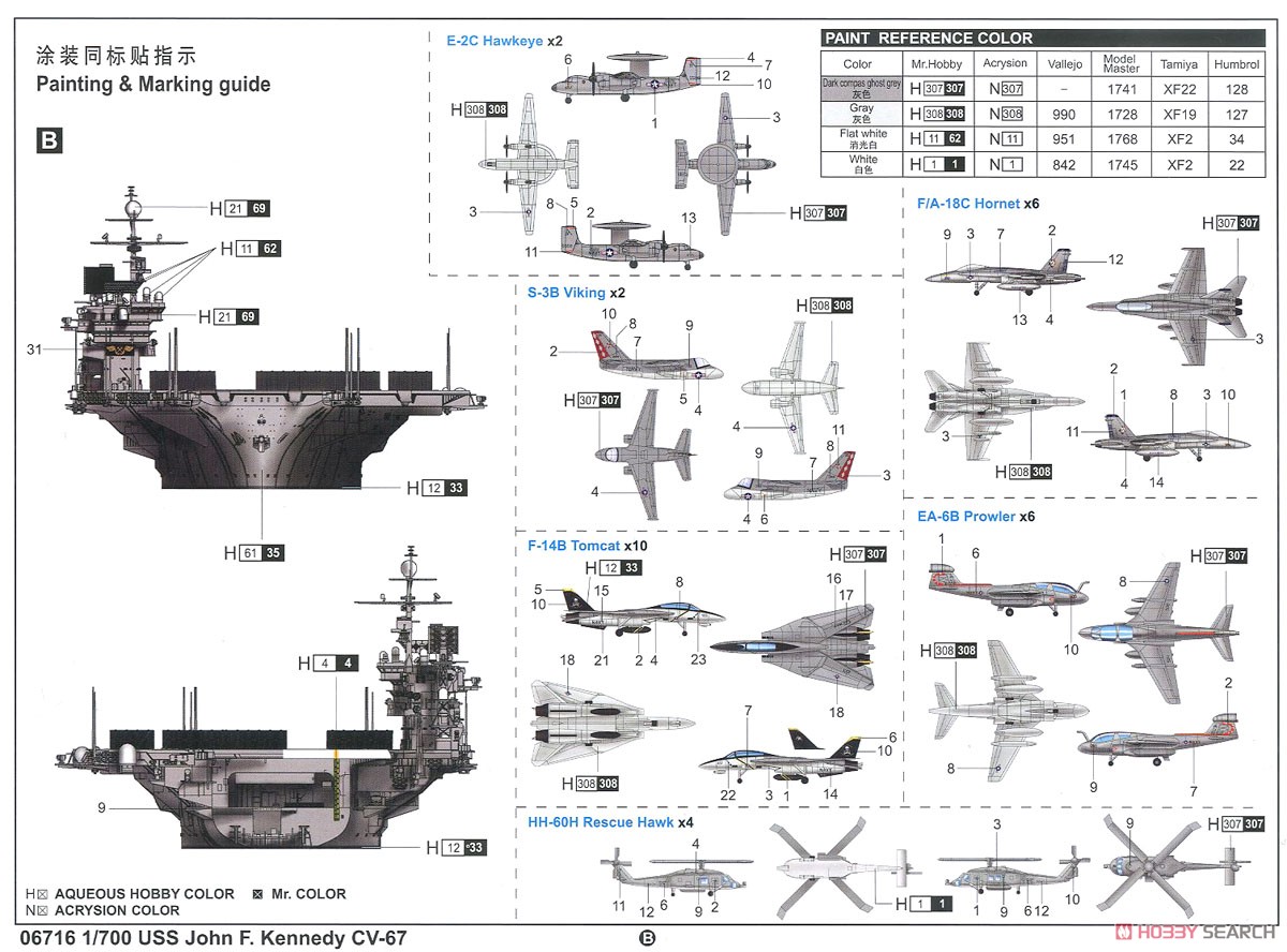 アメリカ海軍 空母 CV-67 ジョン・F・ケネディ (プラモデル) 塗装2