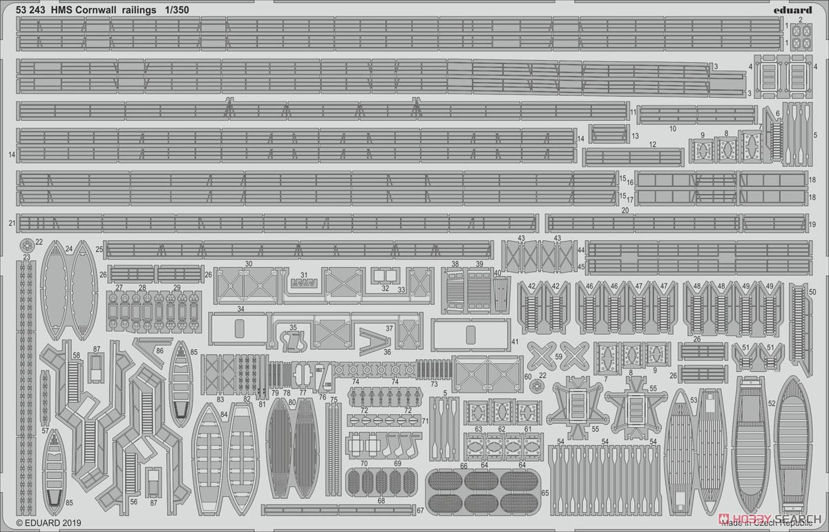 イギリス海軍 重巡洋艦 HMS コーンウォール 手すり (トランぺッター用) (プラモデル) その他の画像1