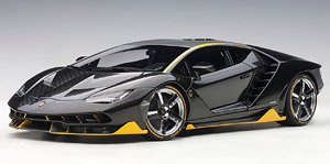 Lamborghini Centenario (Carbon Bkack/Yellow Accent) (Diecast Car)