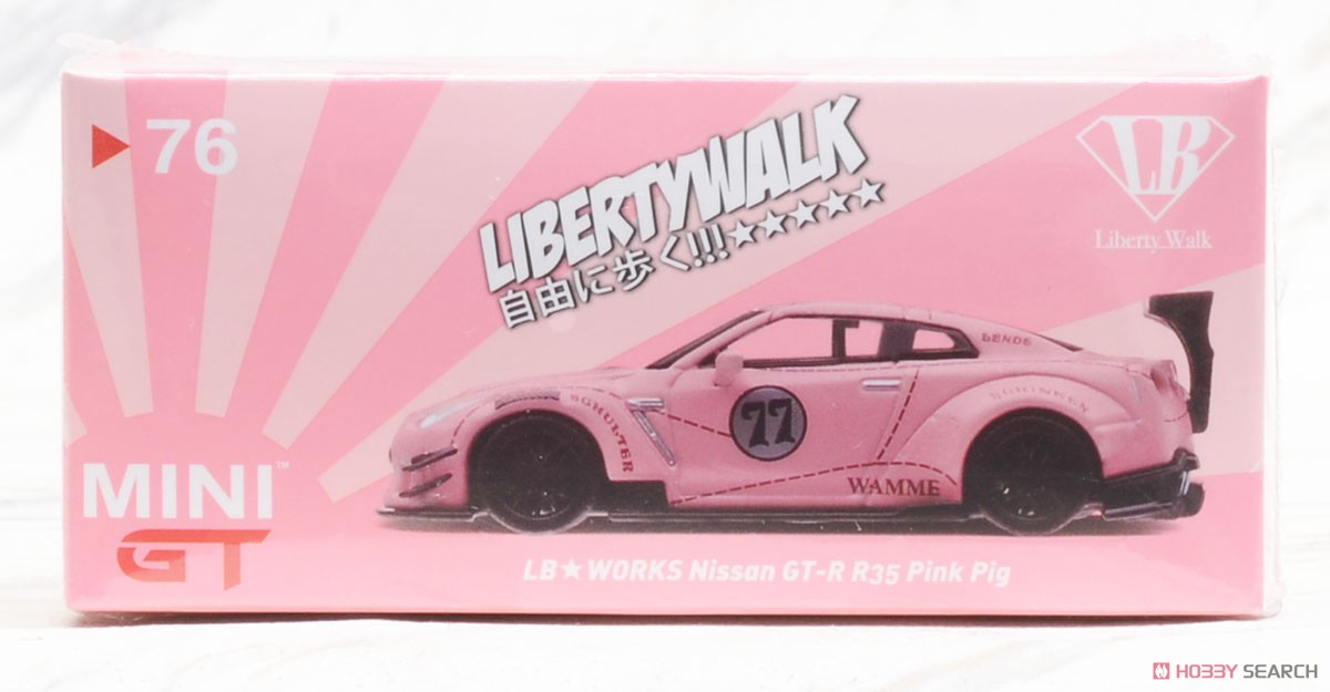 LB WORKS Nissan GT-R R35 Type2 Rear Wing Version 3 Pink Pig (RHD) (Diecast Car) Package1