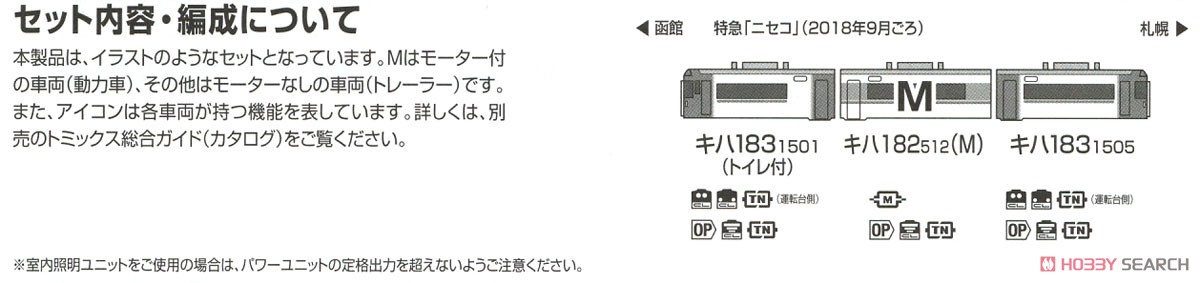 【限定品】 JR キハ183系 特急ディーゼルカー (ニセコ) セット (3両セット) (鉄道模型) 解説4