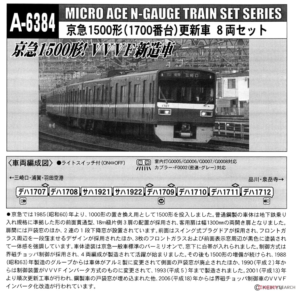 京急 1500形 (1700番台) 更新車 (8両セット) (鉄道模型) 解説2