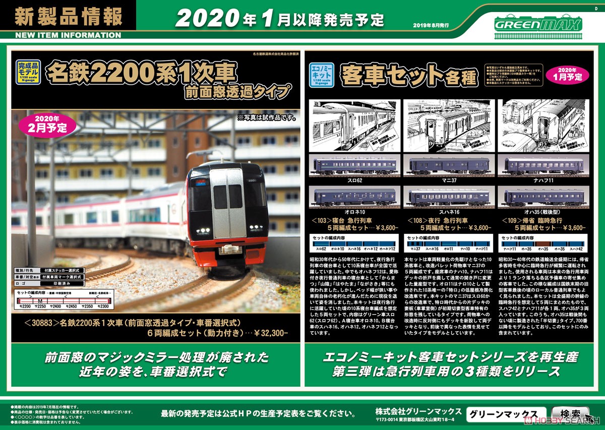 名鉄 2200系 1次車 (前面窓透過タイプ・車番選択式) 6両編成セット (動力付き) (6両セット) (塗装済み完成品) (鉄道模型) その他の画像2