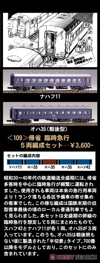 国鉄 帰省臨時急行 5両編成セット (5両・組み立てキット) (鉄道模型) 解説1