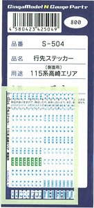 行先ステッカー 115系 高崎エリア 側面用 (一式入) (鉄道模型)