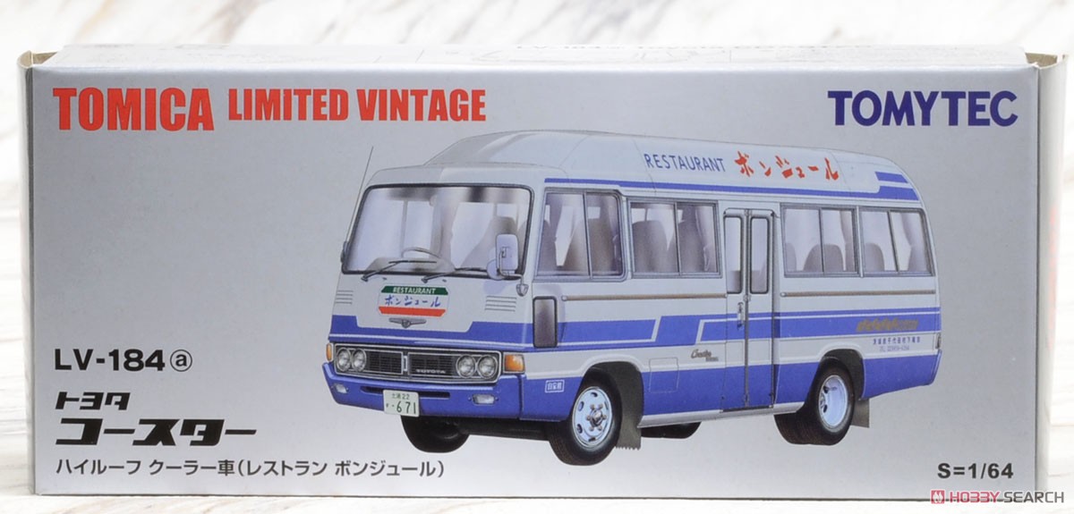 TLV-184a トヨタ コースター クーラー車 (レストラン ボンジュール) (ミニカー) パッケージ1