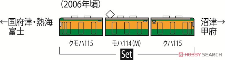 J.R. Suburban Train Series 115-2000 (Central Japan Railway) Set (3-Car Set) (Model Train) About item2