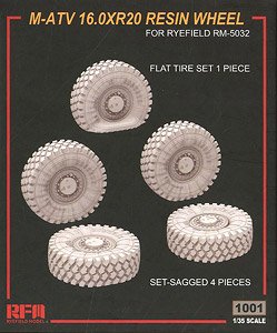 M-ATV 16.0XR20 Resin Wheel Set-Sagged 4Pieces Flat Tire Set 1Piece (Plastic model)