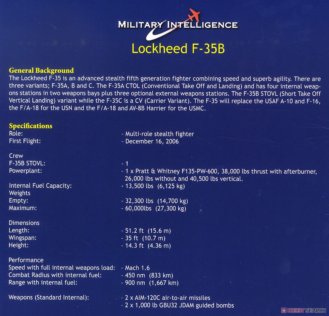 F-35B ライトニングII `ライトニング・フォース ZM151` (完成品飛行機) 解説1