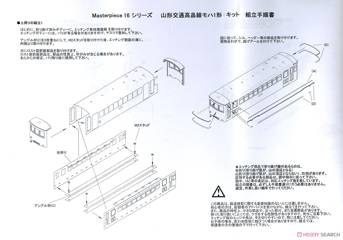 16番(HO) 山形交通高畠線モハ1形キット (組み立てキット) (鉄道模型) 設計図1