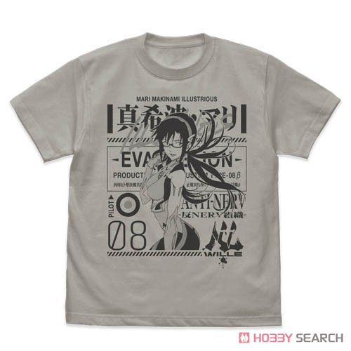 EVANGELION 真希波・マリ・イラストリアス Tシャツ LIGHT GRAY XL (キャラクターグッズ) 商品画像1