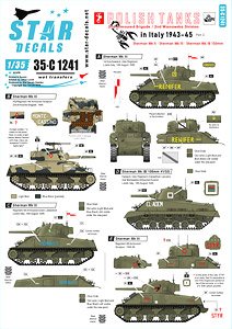 Polish Tanks in Italy 1943-45 # 2. Sherman Mk II, Sherman Mk III, Sherman Mk IB (105mm). (Decal)