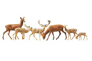155509 (N) Fallow Deer + Red Deer, 12 Pieces (ダマジカとアカシカ・12頭入り) (鉄道模型)