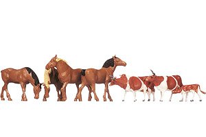 154002 (HO) Horses, Brown-Spotted Cows (鉄道模型)