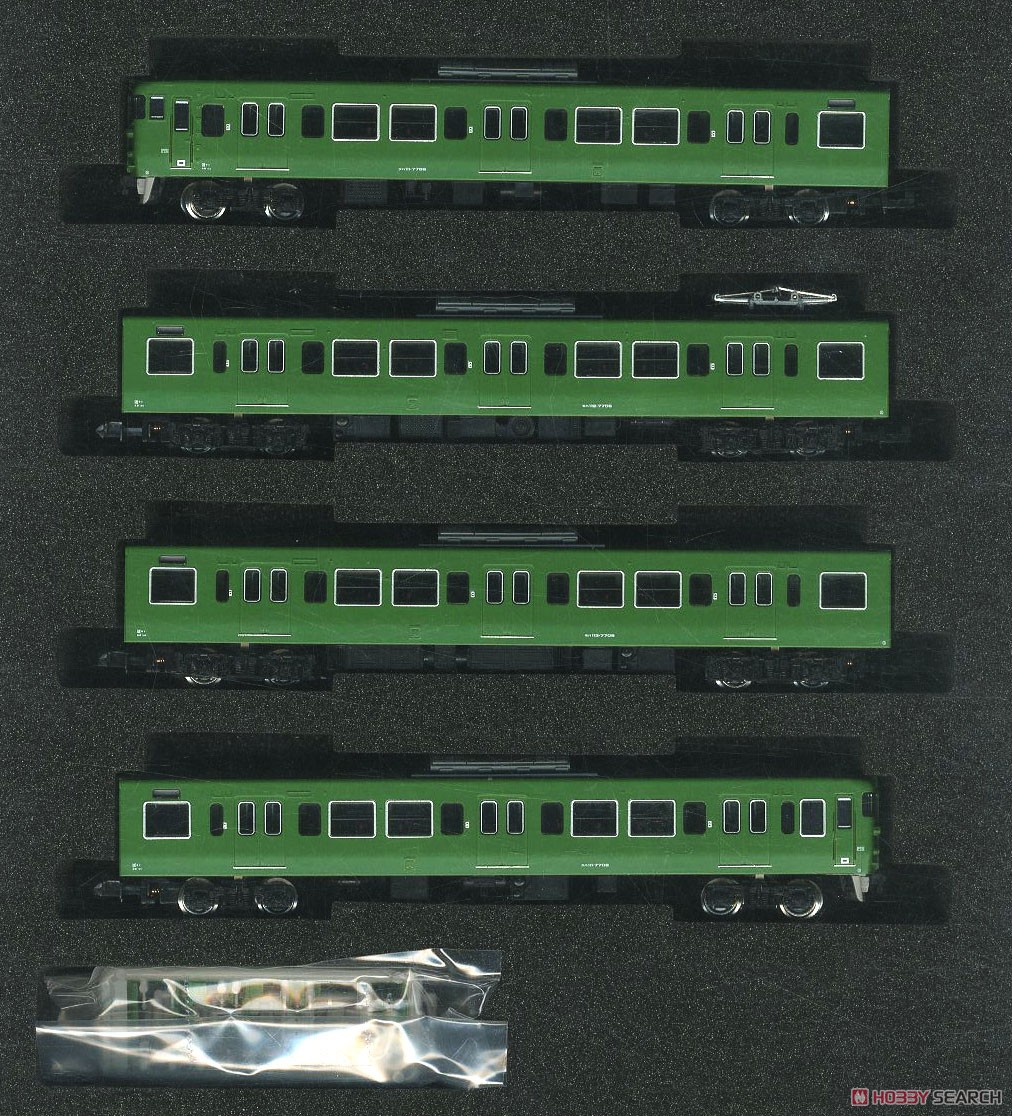 J.R. Series 113-7700 (40N Improved Car/Kyoto Area Color/Rollsign Lighting) Additional Four Car Formation Set (without Motor) (Add-On 4-Car Set) (Pre-colored Completed) (Model Train) Item picture1