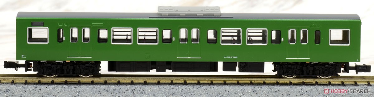 J.R. Series 113-7700 (40N Improved Car/Kyoto Area Color/Rollsign Lighting) Additional Four Car Formation Set (without Motor) (Add-On 4-Car Set) (Pre-colored Completed) (Model Train) Item picture6