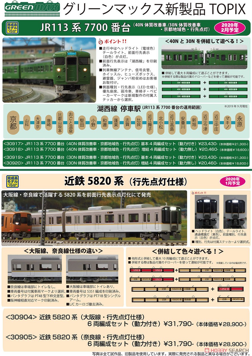 J.R. Series 113-7700 (40N Improved Car/Kyoto Area Color/Rollsign Lighting) Additional Four Car Formation Set (without Motor) (Add-On 4-Car Set) (Pre-colored Completed) (Model Train) Other picture2