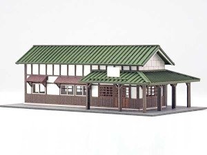 1/150 Scale Paper Model Kit Station Series 09 : Regional Station Building/Shinanokawada Station, New Version (Unassembled Kit) (Model Train)