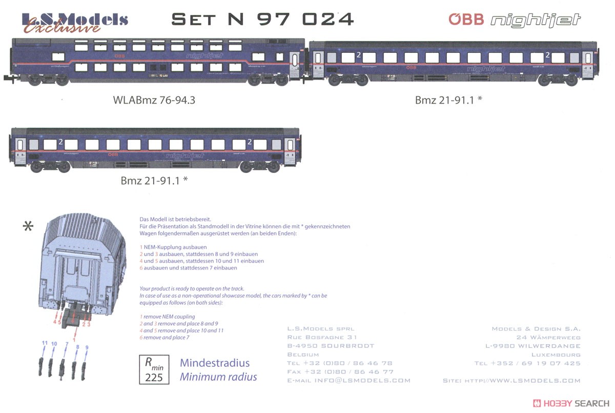 OBB nightjet EN470 Zurich-Hamburg Ep.VI 3両セット ★外国形モデル (鉄道模型) 解説1